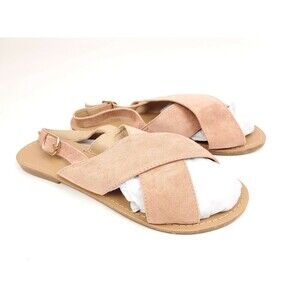 Glamorous Blush Cross Over Flat Sandals Size UK 7 US 8